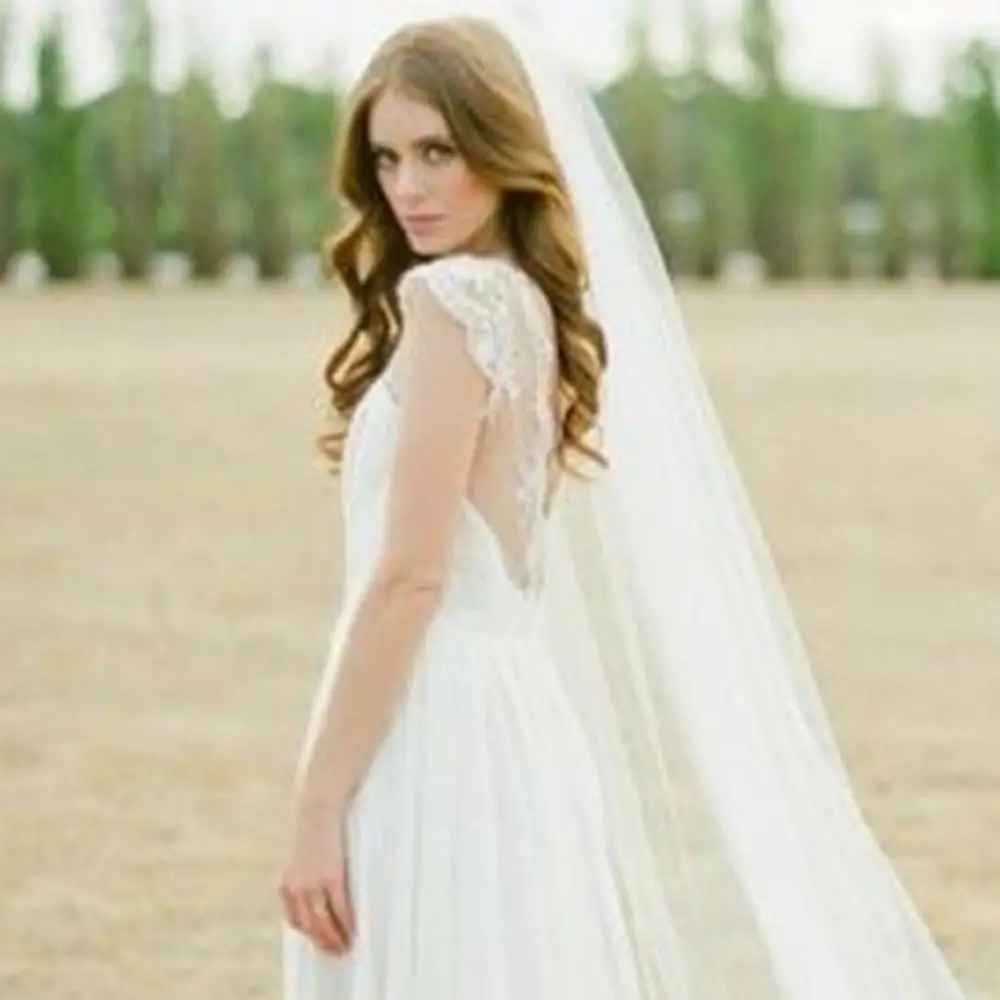 Lange Tulle Wedding Veils Een Layer Met Kam Bridal Veil Voor Bruid Bruiloft Accessoires