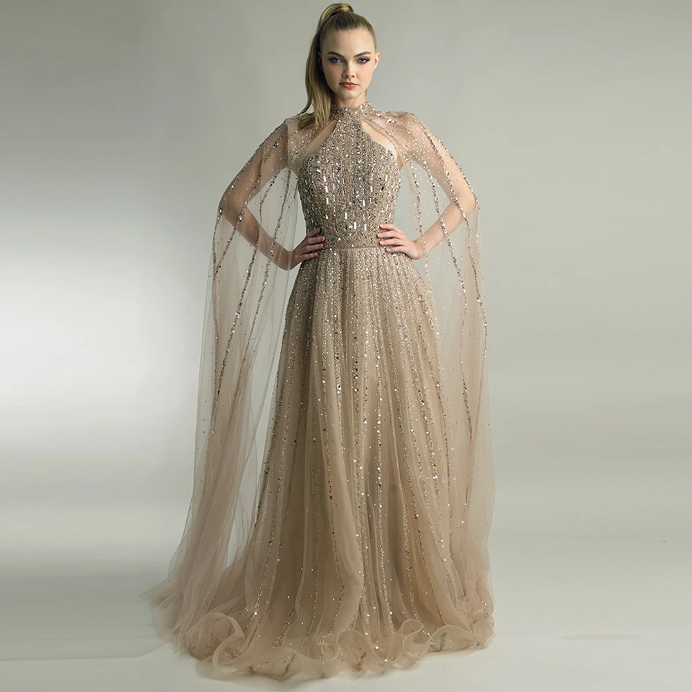 

Роскошные вечерние платья с кристаллами по индивидуальному заказу, элегантные платья без рукавов с лямкой на шее, платья для выпускного вечера, темпераментные вечерние платья со шлейфом Ватто