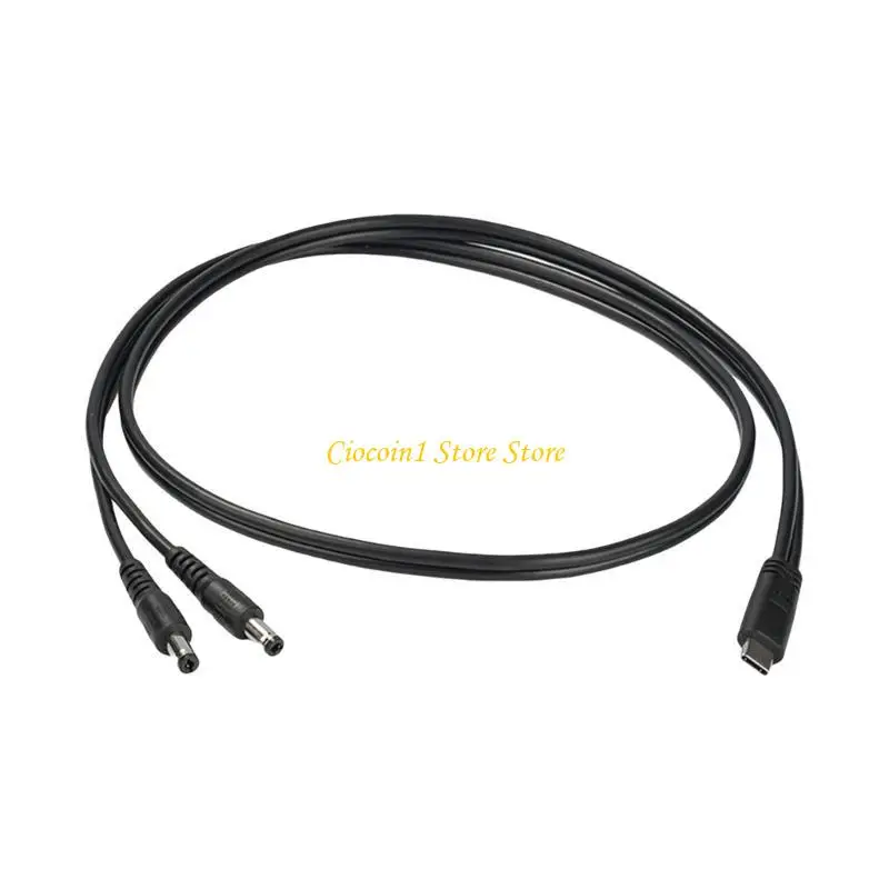 A3PC Type C to Double DC5525 Power Cable 5.5x2.5mm 5525 Plugs for Routers CCTV and More 20V 65W 3.28FT