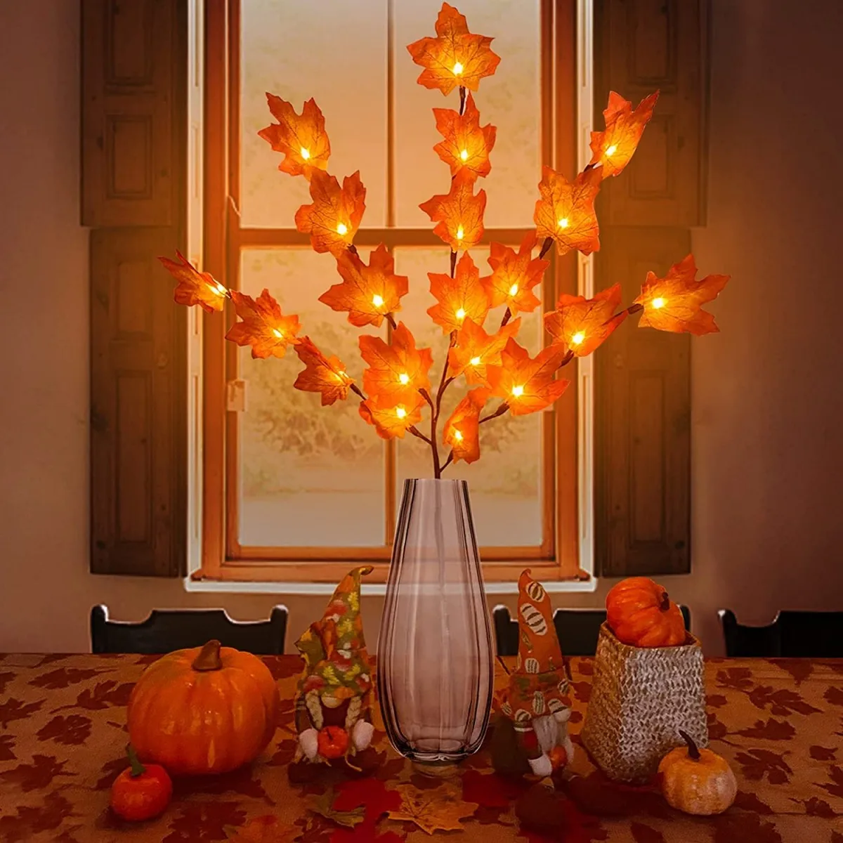 1pc 20 LED Simulation Red Maple Leaf Branch Lights Battery Powered Twig Branches Artificial Leaves Table Lights For Home Decor