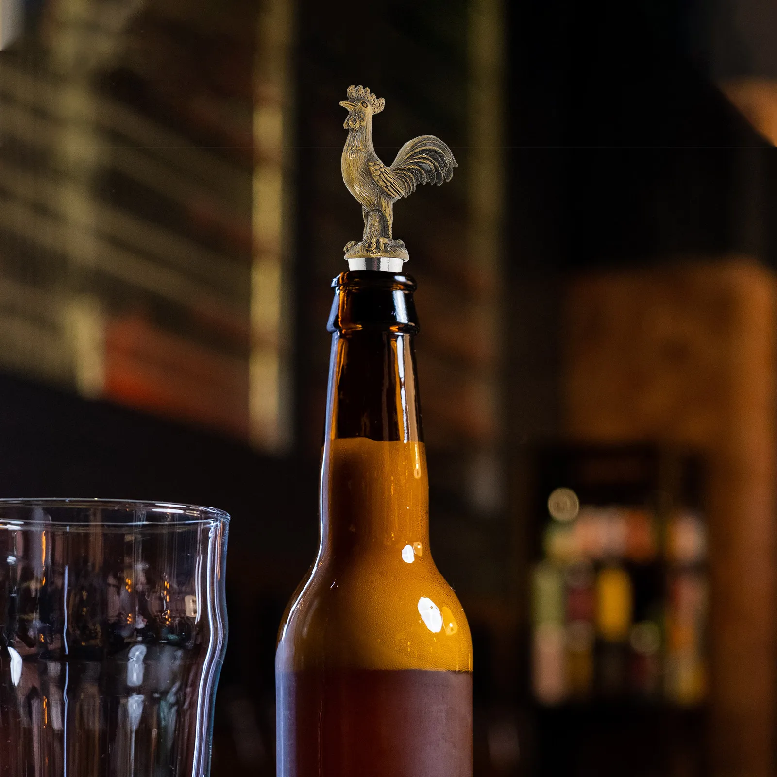 Metal Rooster Bottle Stopper Vintage Decorative Wine Plug Reusable Beverage Cap Wine Preserver Festival Party Bar Accessories
