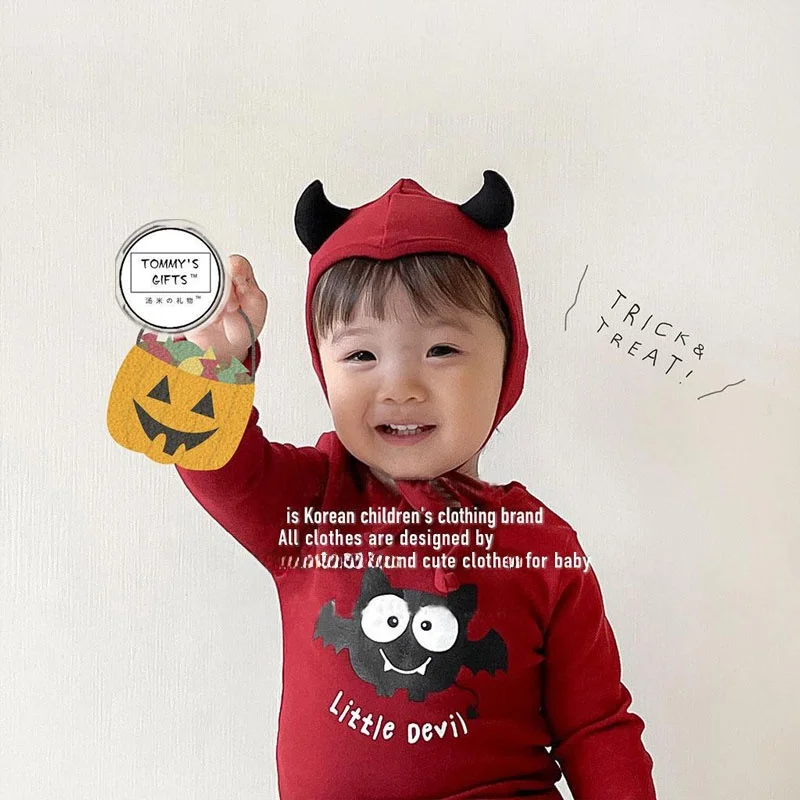 زي تنكري للأطفال لعيد الهالوين، بدلة شيطان للأولاد والبنات، زي أداء للأطفال، زي مسرحي تقليدي من القطن للأولاد الصغار