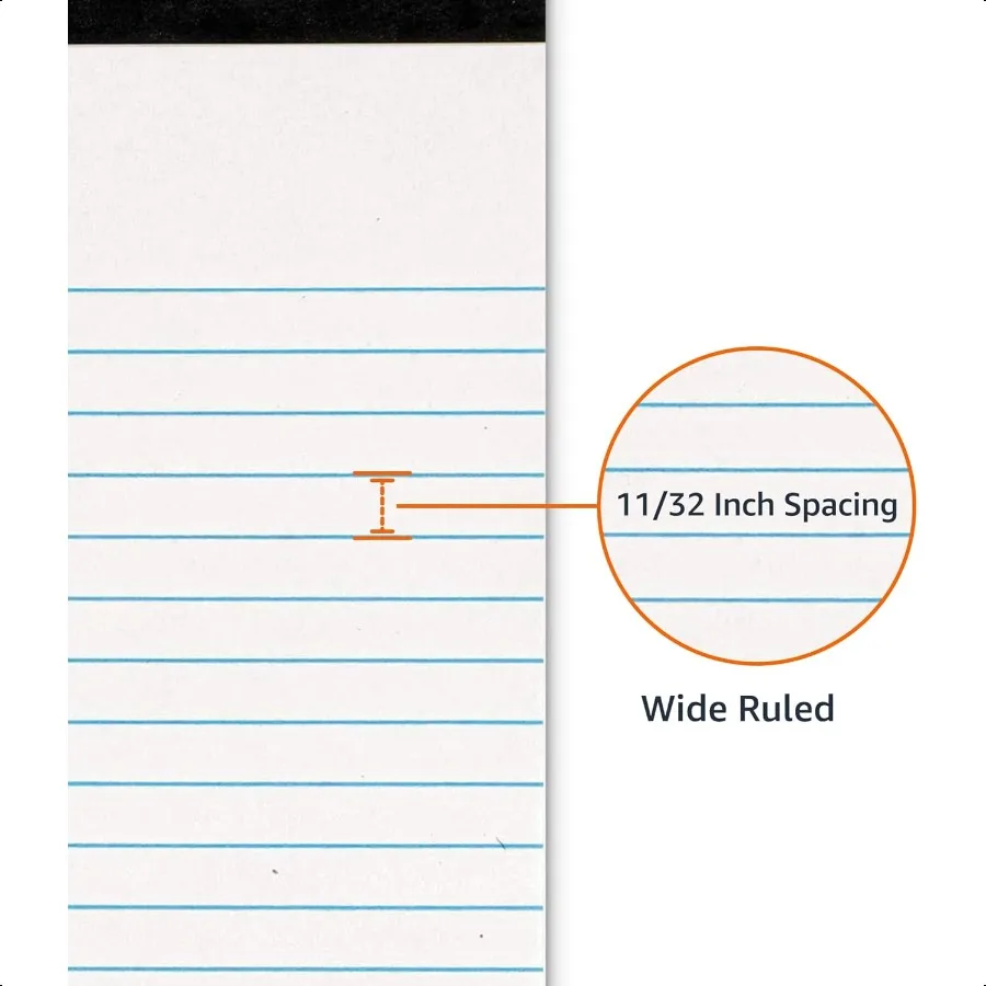 Blocs de notas de escritura con rayas anchas, 8,5 pulgadas x 11,75 pulgadas, blanco, 12 unidades, 12 paquetes de 50