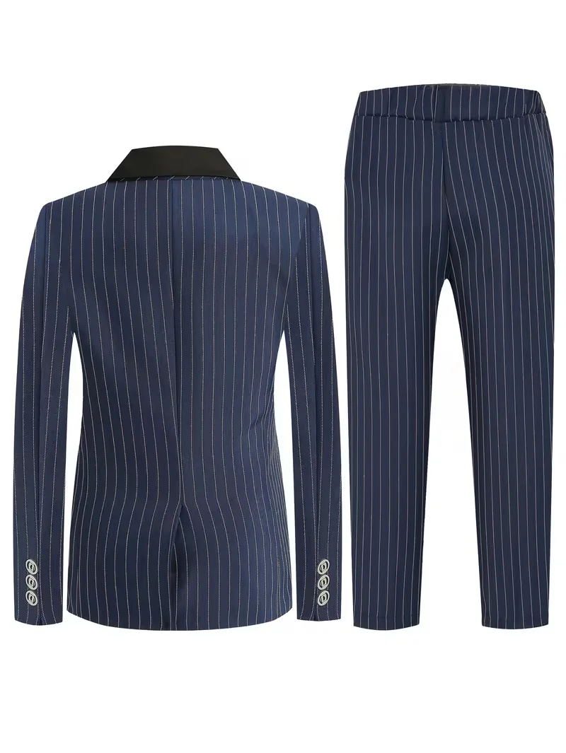 Spring And Autumn Boys' Handsome Striped Suit Set Suitable for Piano Hosting Weddings Flower Boys Birthdays Daily Wear