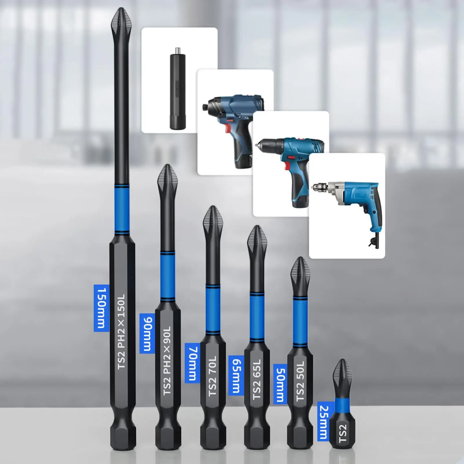 Drill Screwdriver Bit Set 6-Piece Magnetic Heavy Duty Hex Shank Drill Bit Combination Tool For Woodworking Metalworking Drilling view 4