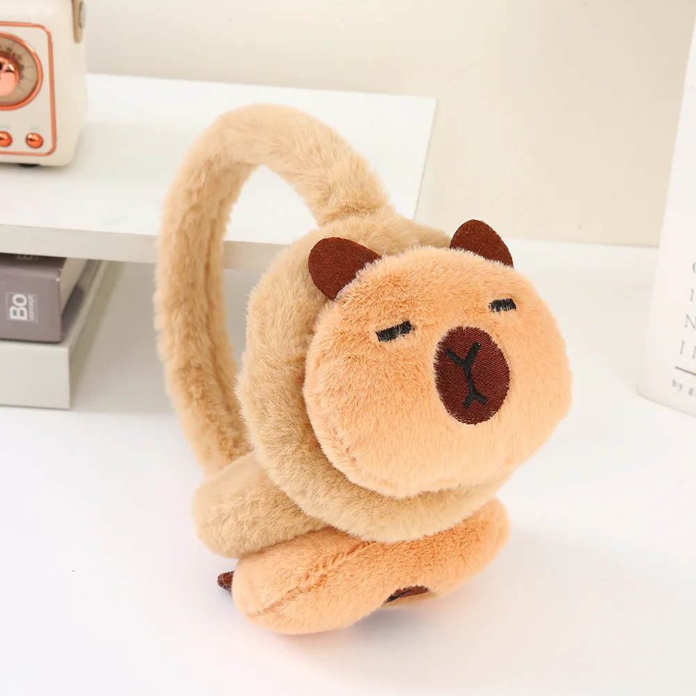 قطعة واحدة من غطاء الأذن كابيبارا الكرتوني للشتاء الدافئ والرياح الباردة غطاء الأذن الدافئ