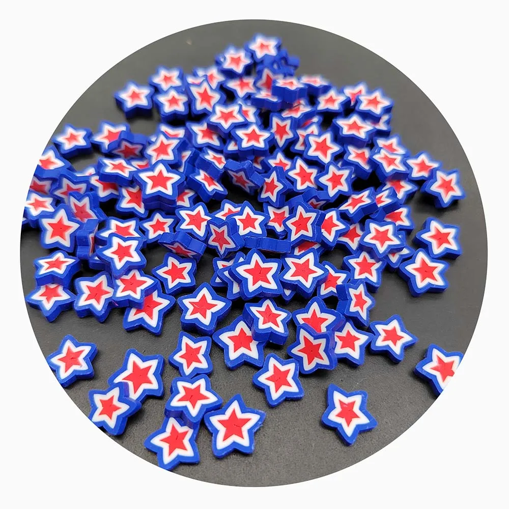 Blue White Red Star Polymer Hot Clay Sprinkles For Slime Cake Decoration DIY Crafts Making Nail Arts Accessories