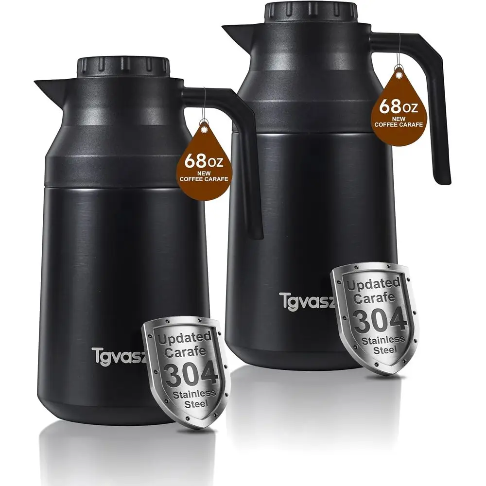 

Double Wall Insulated Stainless Steel Creamer Pitcher for Hot Beverages, 68 oz (Black)