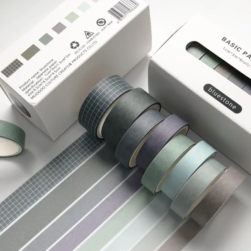 8 rollen per doos effen kleur decoratieve tape set DIY scrapbook journal decoratie schrijfwaren knutseltape