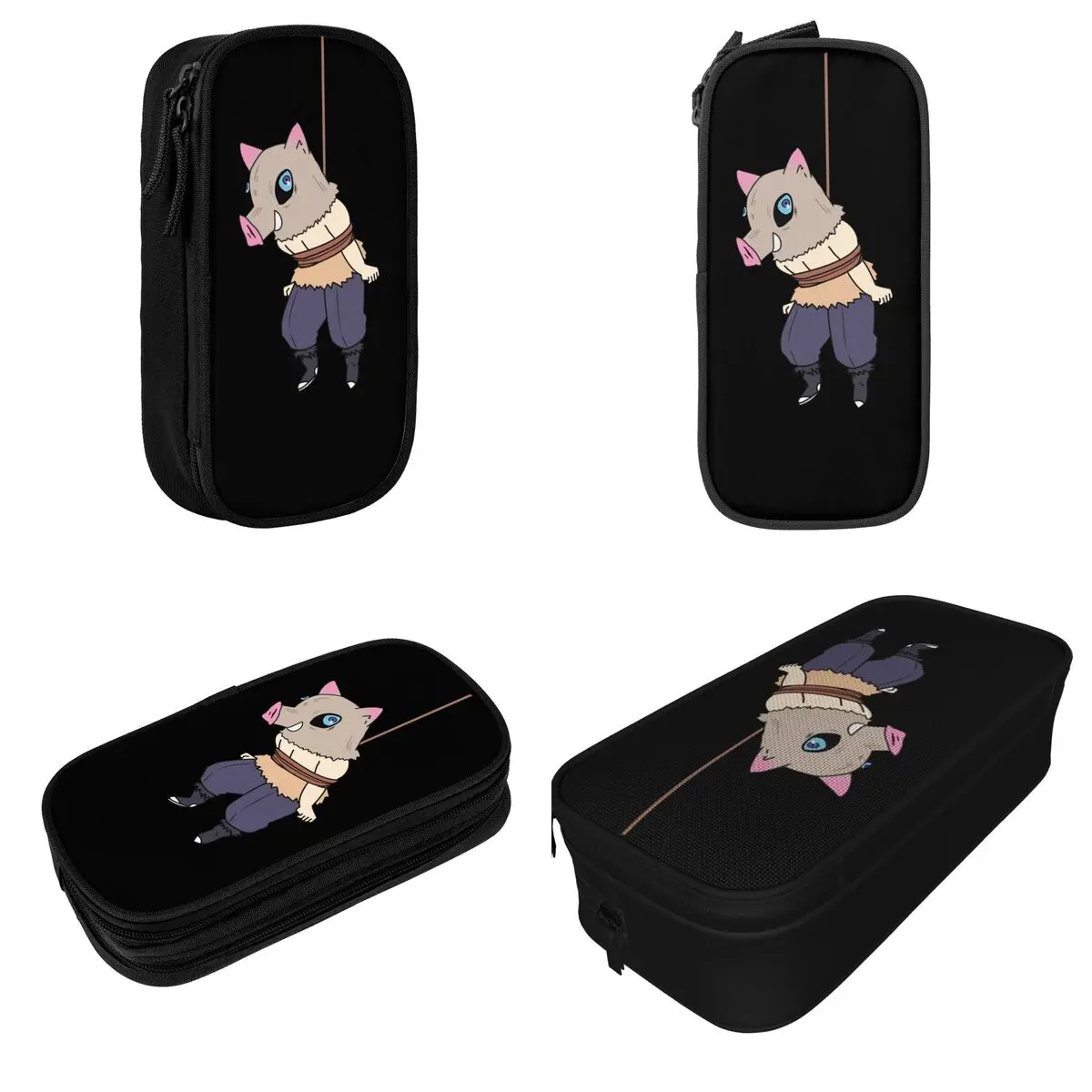 Imagem -02 - Fun Inosuke Hashibira Lápis Case Demon Slayer Anime Demon Blade Lápis Pen Box para Estudante Grande Capacidade Bolsa Papelaria Bag