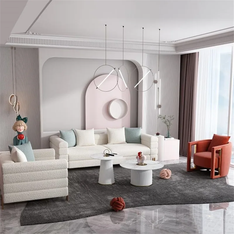 Modern light luxury creative sofa living room villa small single double Italian simple style fabric sofa