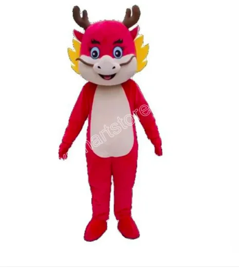 

New Adult Halloween Christmas Red Dragon Mascotte Fancy Dress Cartoon Mascot Costume Plush Fancy Dress Mascot Costume