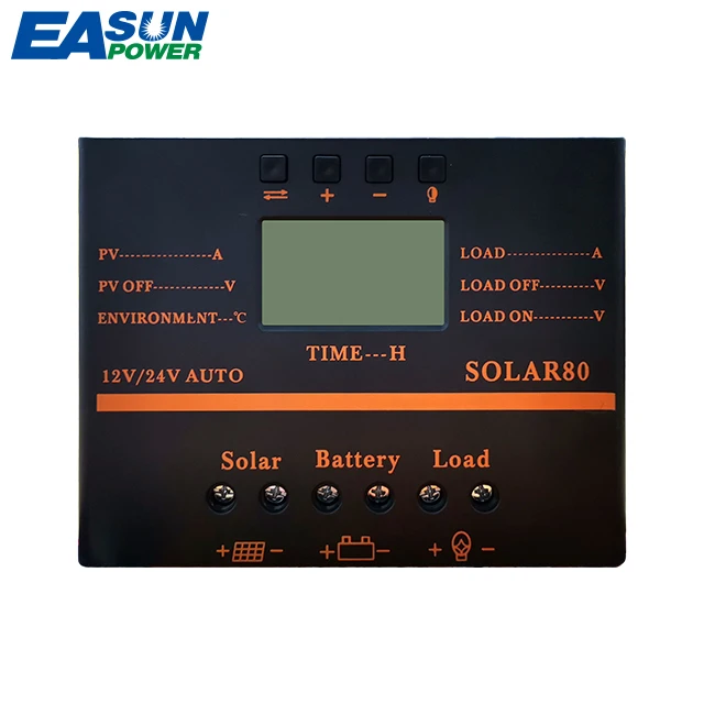 EASUN POWER 80A Solar Controller 12V24V PV panel Battery Charge   system Home indoor use 5V USB charger for phone