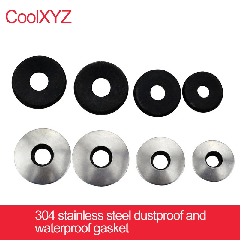 304 stainless steel dustproof and waterproof gasket rubber sealing joint gasket EPDM compound gasket 25PCS