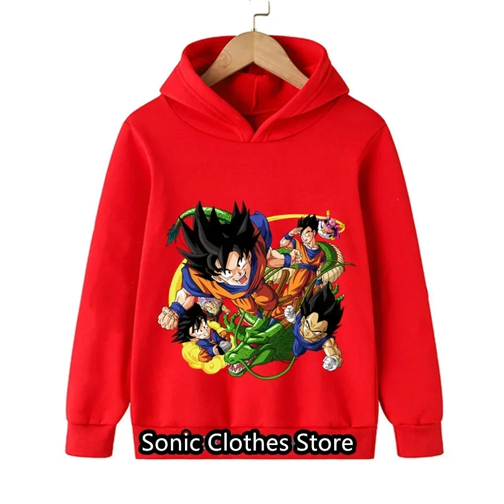 Anime Dragon Ball Z Hoodie Sweatshirts Kids Boys Clothes 2024 Autumn Winter Pullover Hoodies Children's Clothing Hoodie Jackets