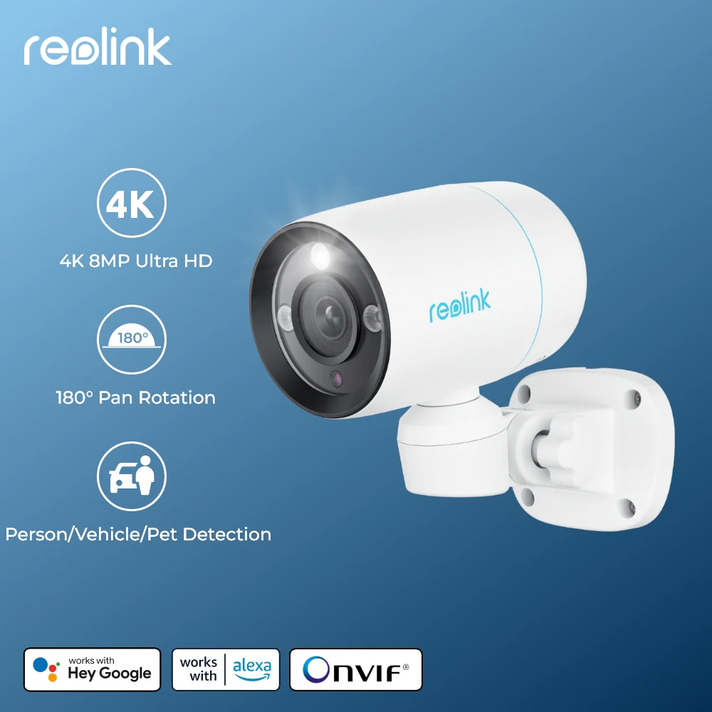 Reolink 4K PoE Security Camera 8MP 180 Degree Pan Bullet Auto Tracking IP Security Cameras with Person/Vehicle/Animal Detection