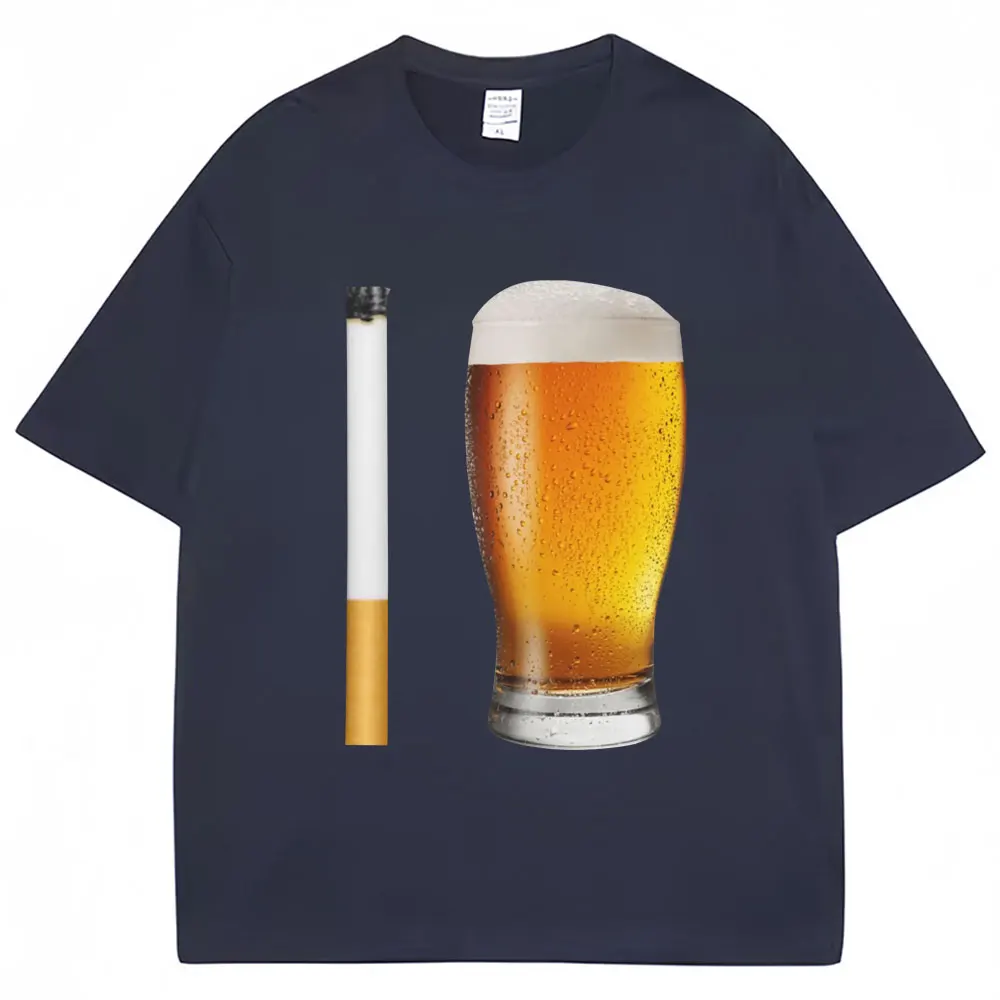 Cigarette and Beer: American and European Funny Jokes - Beer Combo - Casual Short-sleeved T-shirt - For Both Men and Women Kids