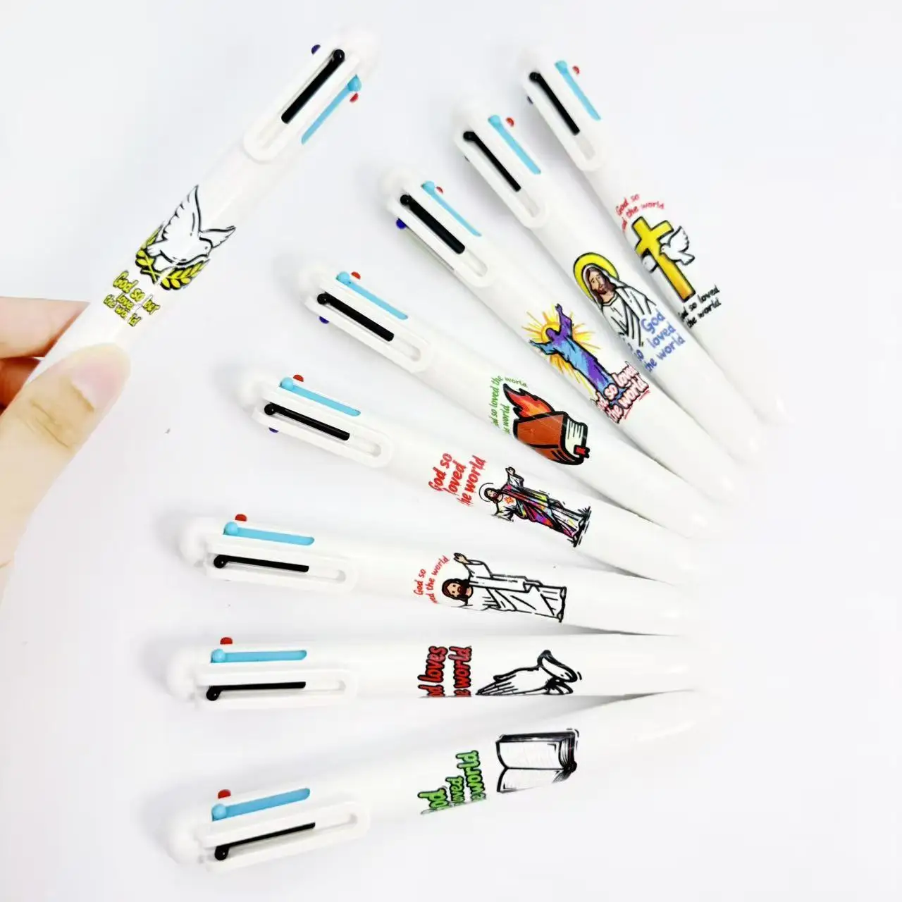 

12 шт./16 шт., разноцветная шариковая ручка с религиозной тематикой, элементы веры, шесть в одном, разноцветная маркировочная ручка, подарочная ручка