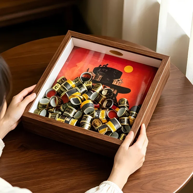 Wooden Frame Square Collection Shadow Box Transparent Cover Collectible Memorabilia Display Frame Wall‑Mount Tabletop Frames