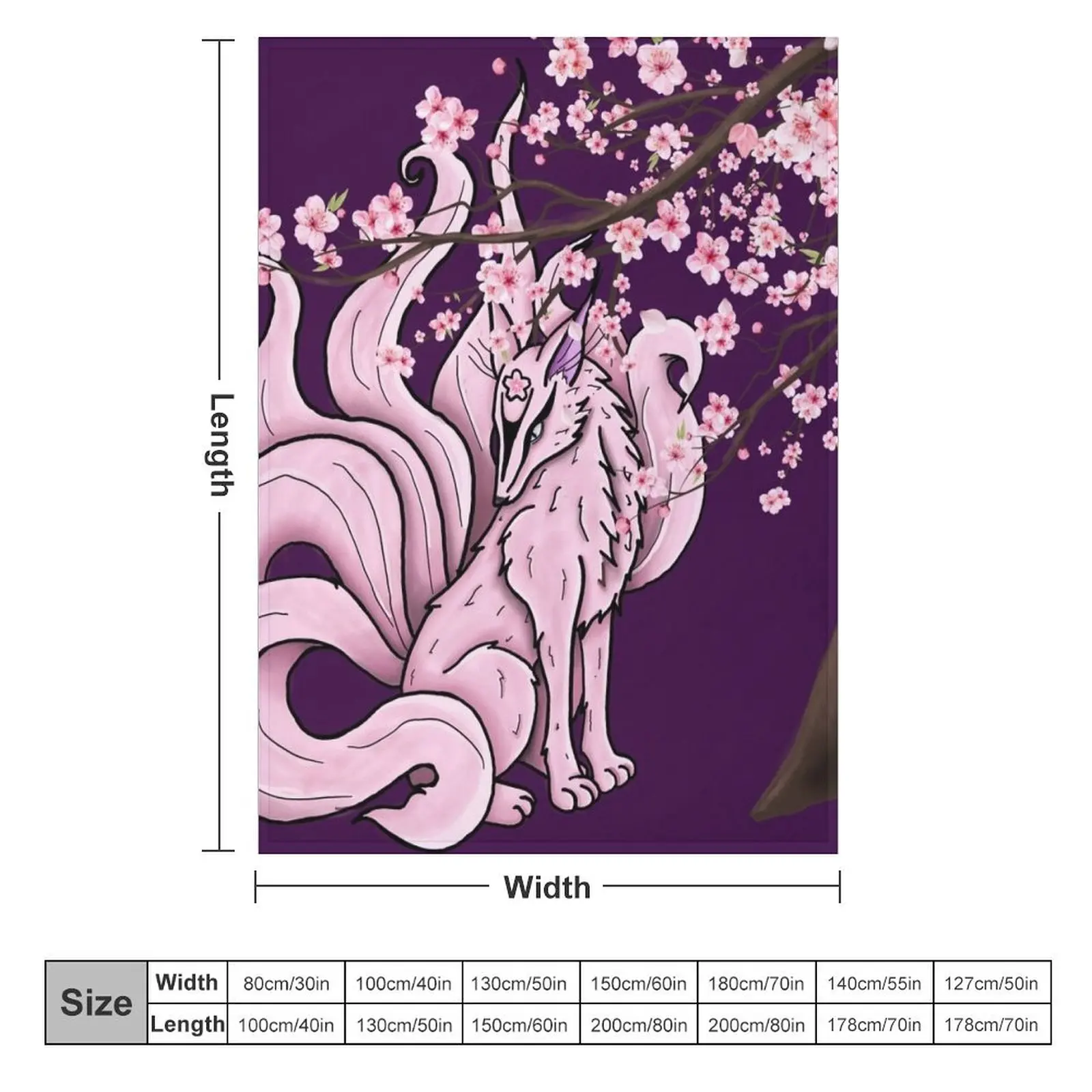 Cherry blossom 7tail fox Throw Blanket Sofa Designers Fashion Sofas Blankets