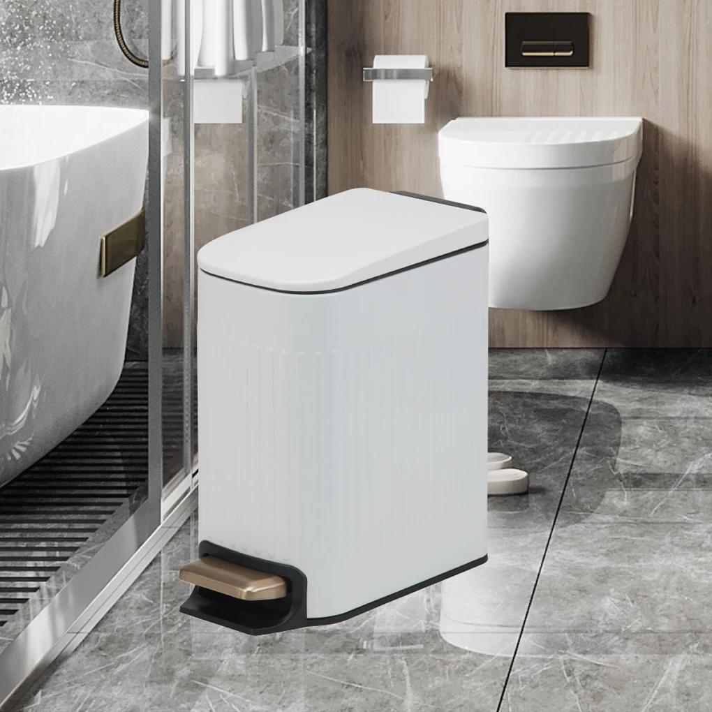 Simple And Stylish Steel Trash Can With Slow Smooth Lid Classic Bathroom Kitchen Luxury Toilet Matte Black