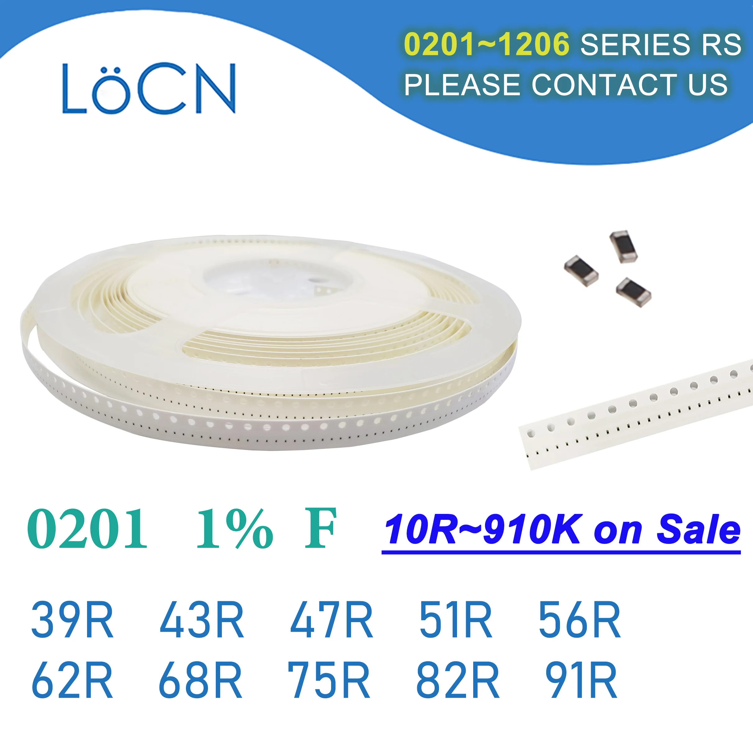 0201 F 1% 15000pcs SMD 39R 43R 47R 51R 56R 62R 68R 75R 82R 91R OHM chip Resistor high quality LoCNService 390 430