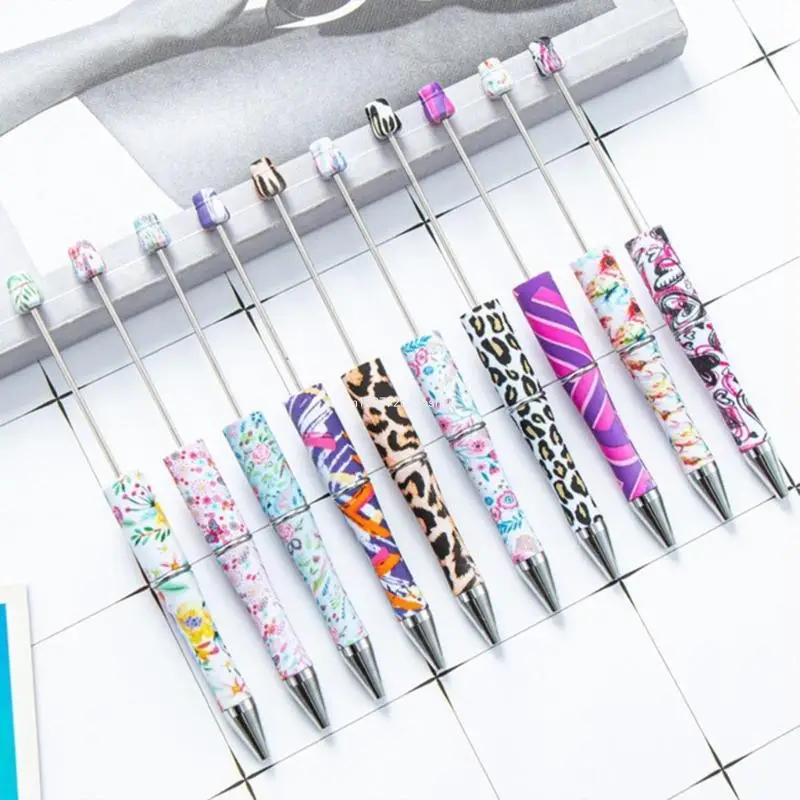 Plastic Beadable Pen Bead Ballpoint Pen Assorted Bead Pen Shaft Rollerball Pen Kids Students Office School Supplies Dropship