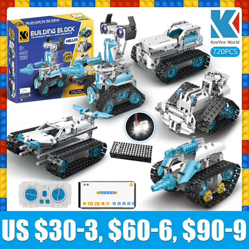 KeeYee World K96132 KAIYU Technical Intelligent Robot Star Hunts Mecha APP Remote Control Building Blocks Bricks Program Toys