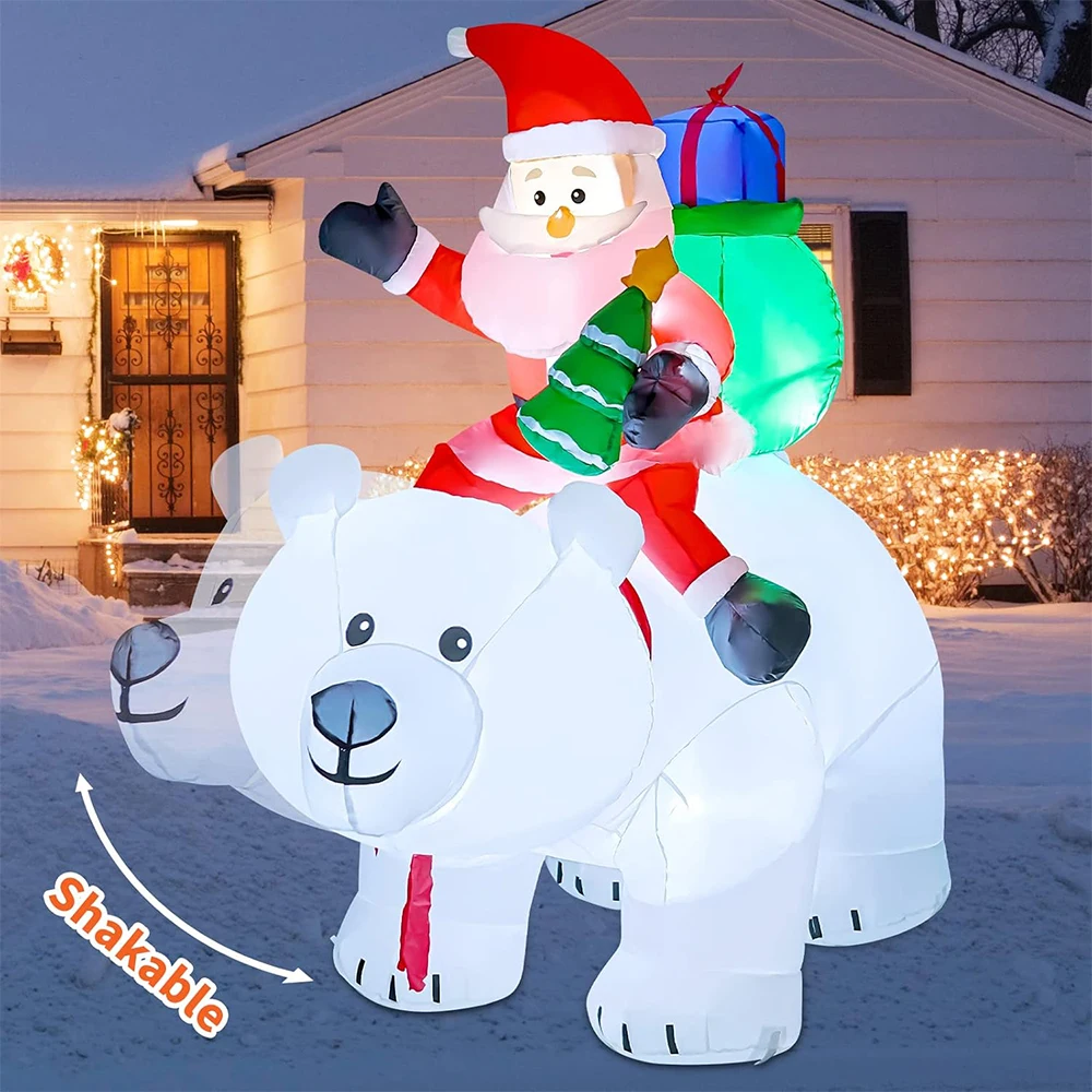 Christmas Inflatable Decoration Toy Built-in LED Lights Inflatable Model Indoor Outdoor Ornament Xmas Party New Year Garden Deco