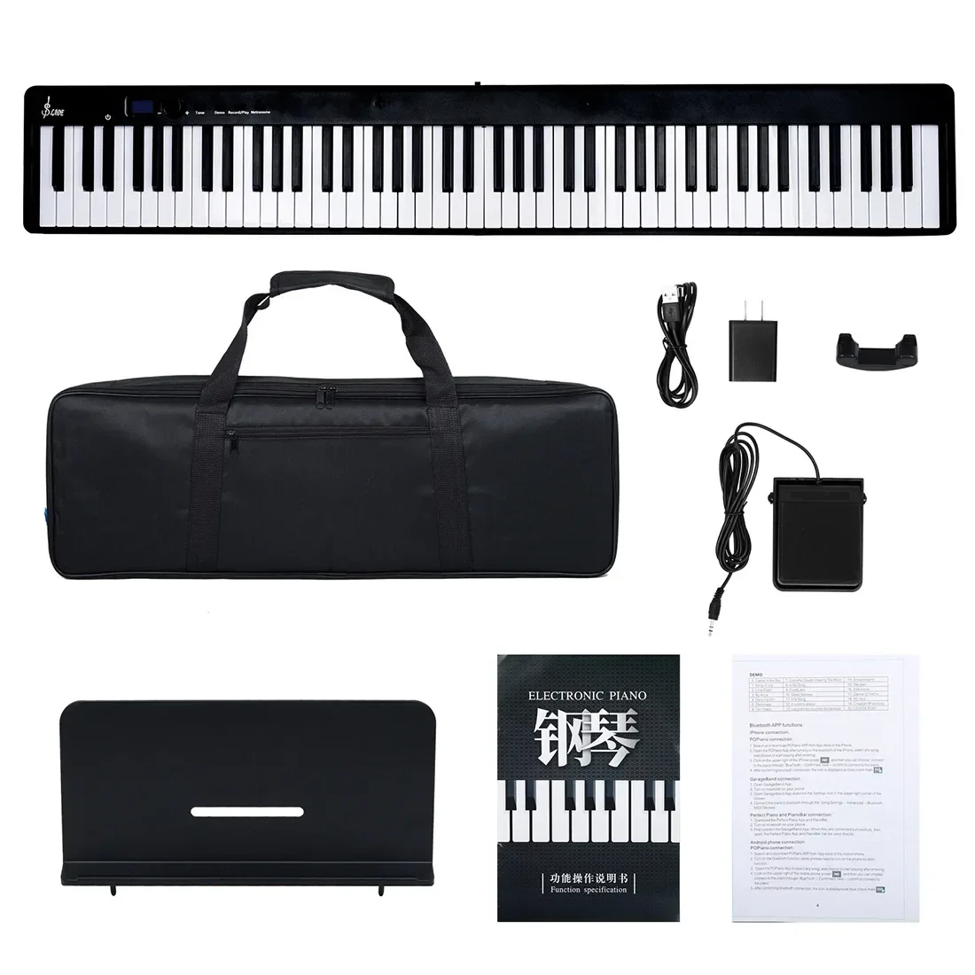 88 Keys Portable Folding Electronic Piano with Dual Speaker and Bluetooth for Beginner Professional Electronic Music Piano new