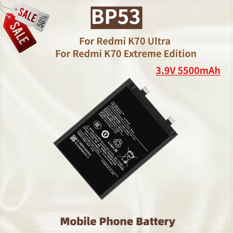 

Высококачественная батарея BP53 для телефона, 3.9В 5500мАч, для Redmi K70 Ultra K70 Extreme Edition, абсолютно новая сменная батарея