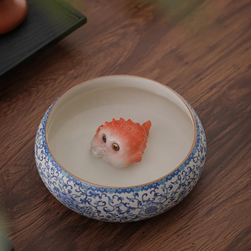1pc Cute Bubble Fish Color Changing Tea Pet Tea Play Decorative Ornament Accessories Fun Ornament