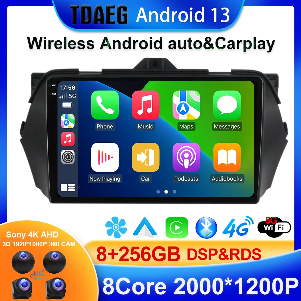 Android 13 8+256GB 4G LTE 5G WIFI Car GPS Navigation DVD Multimedia Player for Suzuki Alivio Ciaz 2014 2015 2016 2017 2018 2019