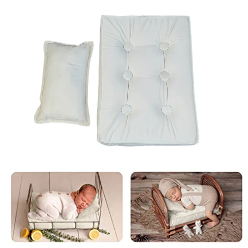 2PCS/Set Newborn Photography Props Baby Bed Crib Mattress Pillows Sofa Mat Auxiliary Props Pillow Basket Chair Photo Fotografia