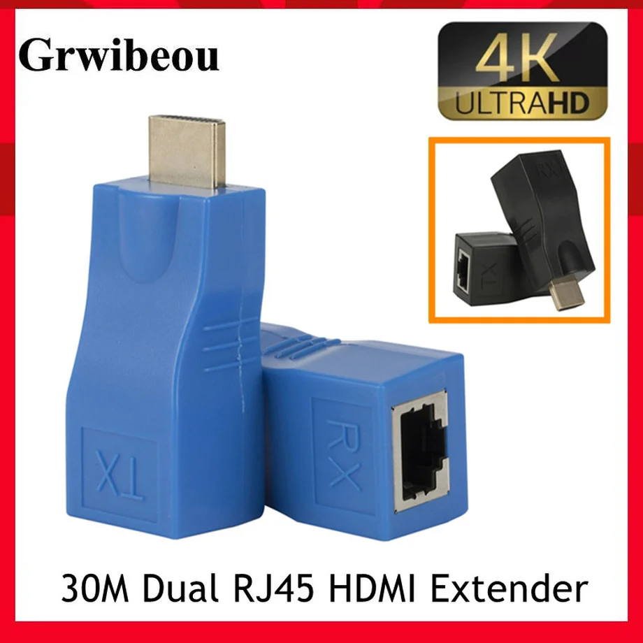 

4k HDMI-compatible Extender RJ45 Ports LAN Network HDMI-compatible Extension Up To 30m Over CAT5e / 6 hotUTP LAN Ethernet Cable