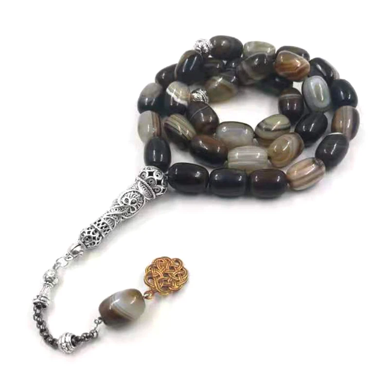 

Tasbih Natural Brown agates stone Big size misbaha Men prayer beads Muslim 33 45 51 66 99 rosary bead islamic Eid gift