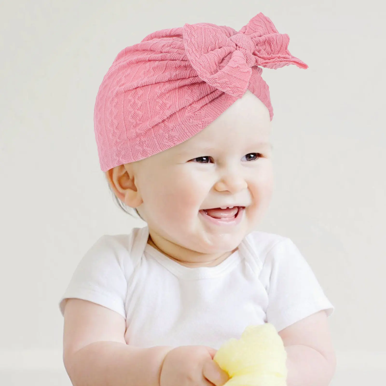 

Bowknot Elastic Turban Hat For Newborn Baby Girls Soft Cotton Headwear Party Birthday Christmas Daily Wear Infant Cap