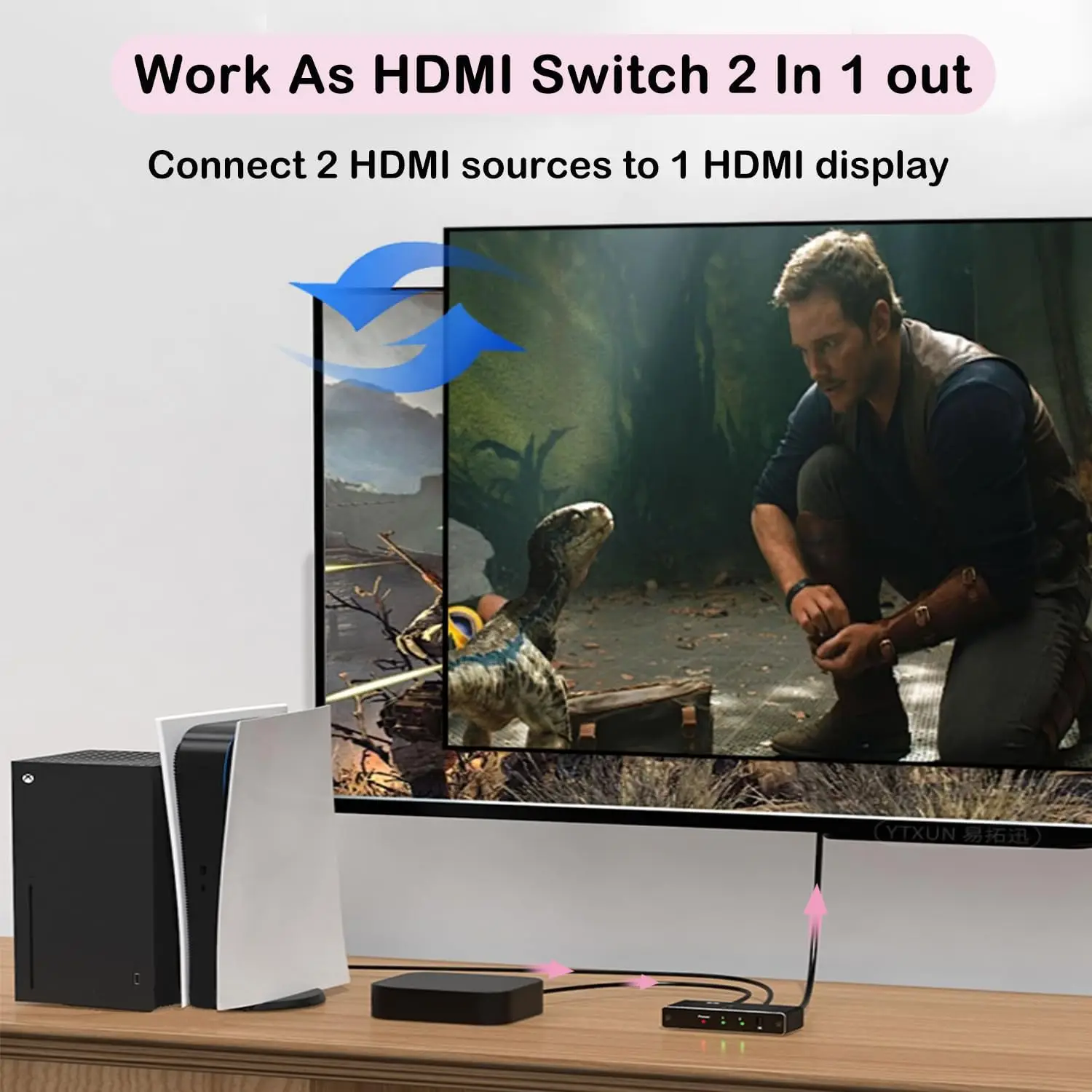 8K HDMI 2.1 Switch Bi-Directional 2 in 1 out 4K@120Hz HDMI Splitter Switcher 2x1 Video Converter 48Gbps for PS5 Xbox PC TV