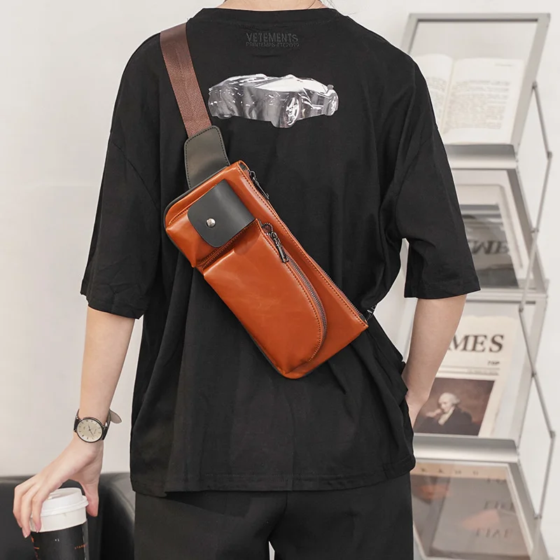 New Multifunction Men's Waist Bag Sports Chest Bag PU Leather Male Fanny Pack Fashion Casual Messenger Bag Man Belt Bag