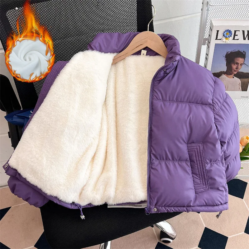 

Girls Padded Jackets 2024 New Children's Winter Warm Clothing Outerwear Kids Turn-down Collar Down Coats Teenager Casual Parkas