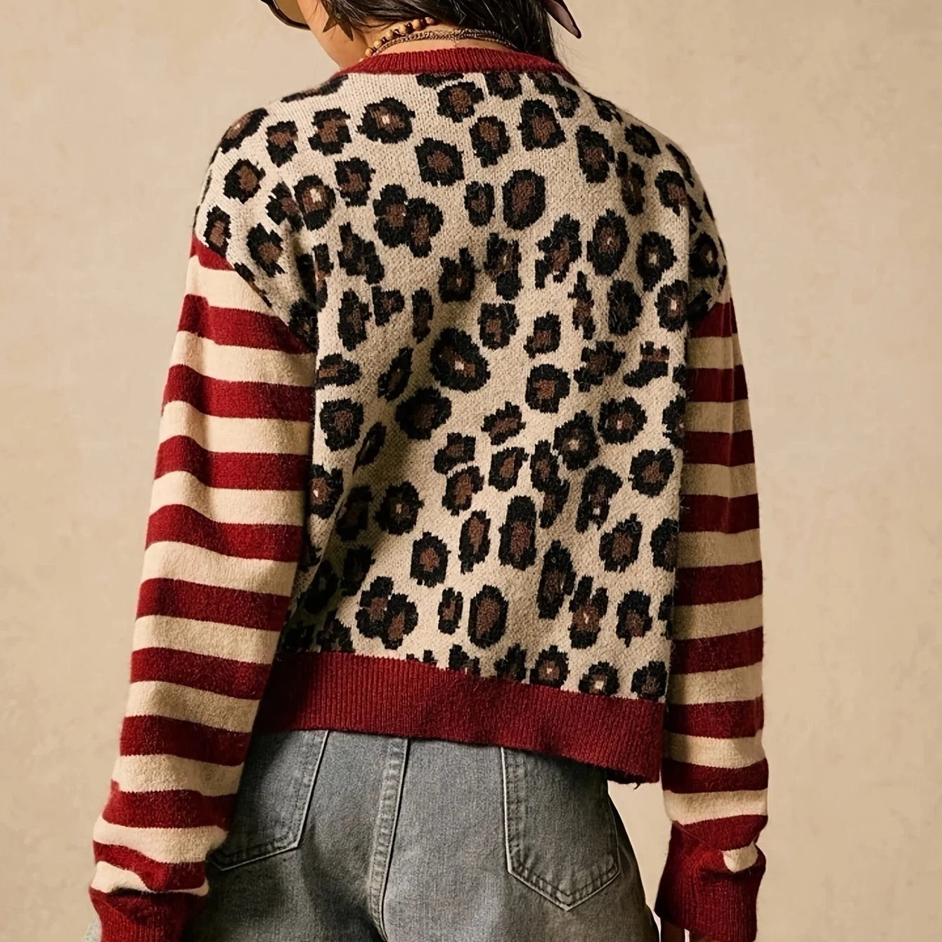 Kardigan Wanita Kerah Bulat Ka - Crop Cardigan Vintage ulasan dan harga