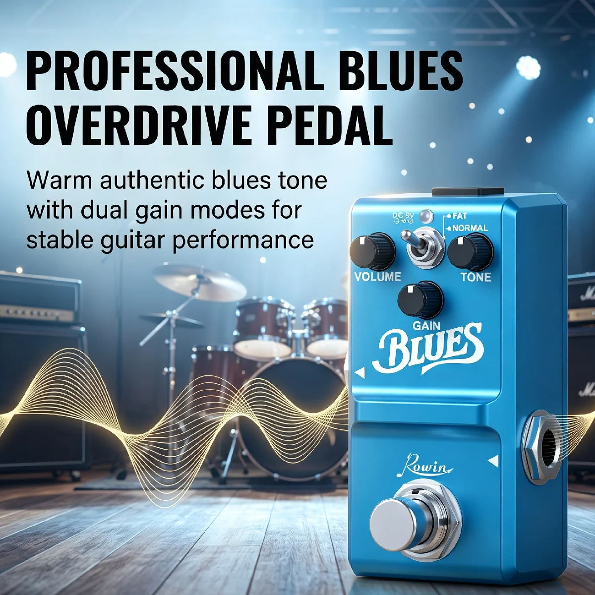 Rowin Mini Blues Overdrive Guitar Pedal Wide‑Frequency Response Overdrive Effect for Guitar Bass Super Tiny NANO Metal Stompbo