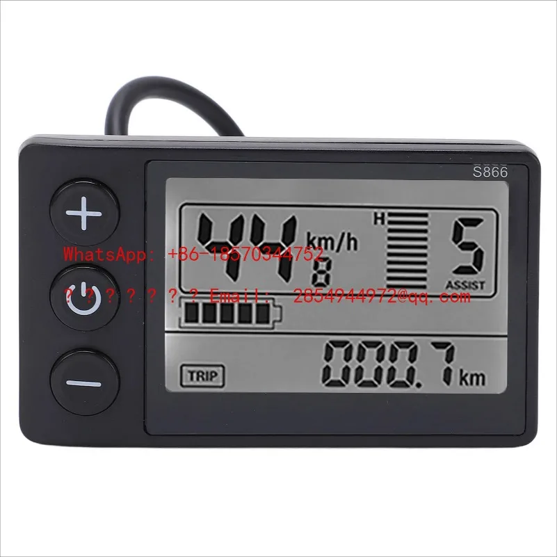 L S866 Electric Bicycle LCD Display Instrument 24V 36V 48V Control Panel with Waterproof Plug