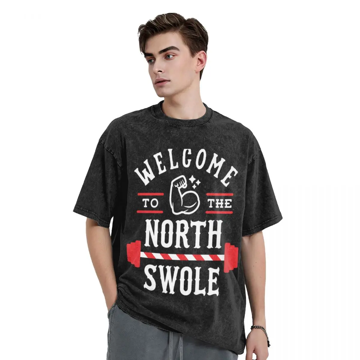 Welcome To The North Swole (Funny Christmas Gym Pun) T-Shirt plus sizes anime Men's t shirts