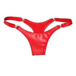 PVC couro tangas para homens e mulheres, sexy cintura baixa lingerie, calcinhas diárias, cuecas