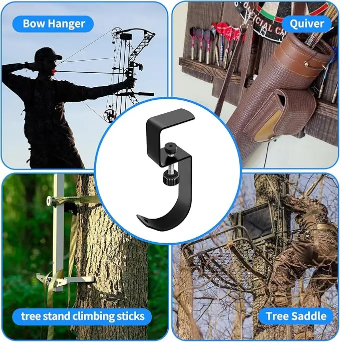 شماعات مقعد حامل شجرة الصيد المعدنية، شماعة تروس قابلة للتعديل لسهولة الخطاف على ملحقات حامل الأشجار للصيد #6