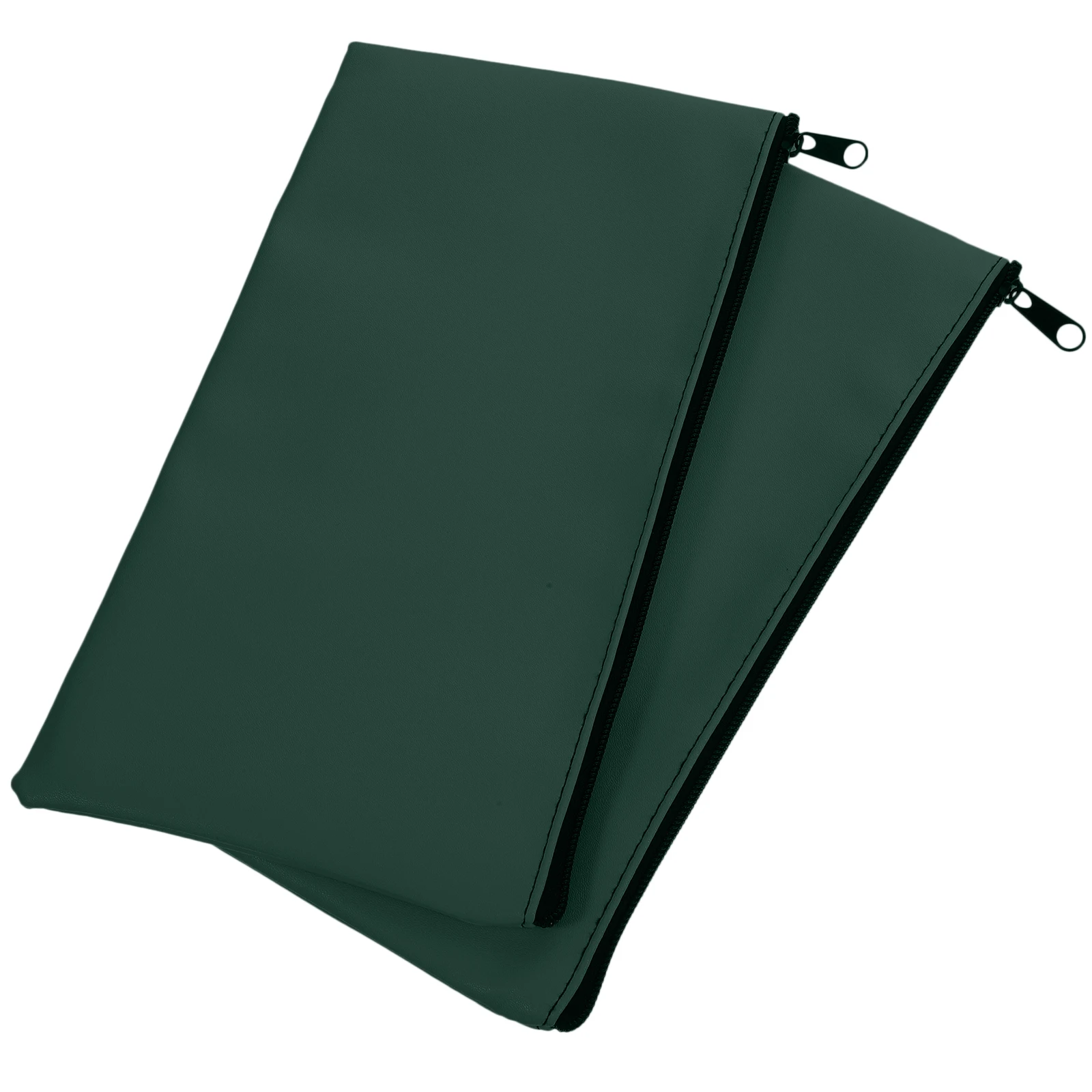 2pcs Bill Bag Cash Bags PU Storage Pouch Green Zipper Money Organizer Files Document Holder Teacher Bank Student Worker