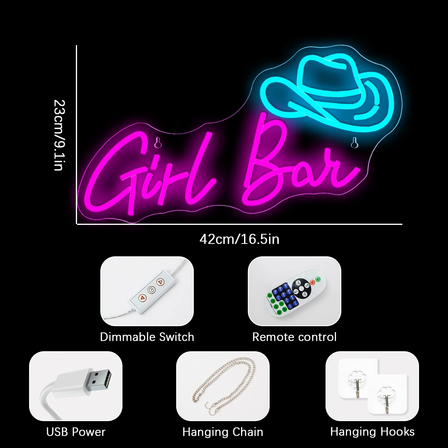 Cowboy Neon Sign Adjustable Brightness Led Sign for Room Wall Decoration For Home Bar Club Hotel Party Decor USB Powered Logo