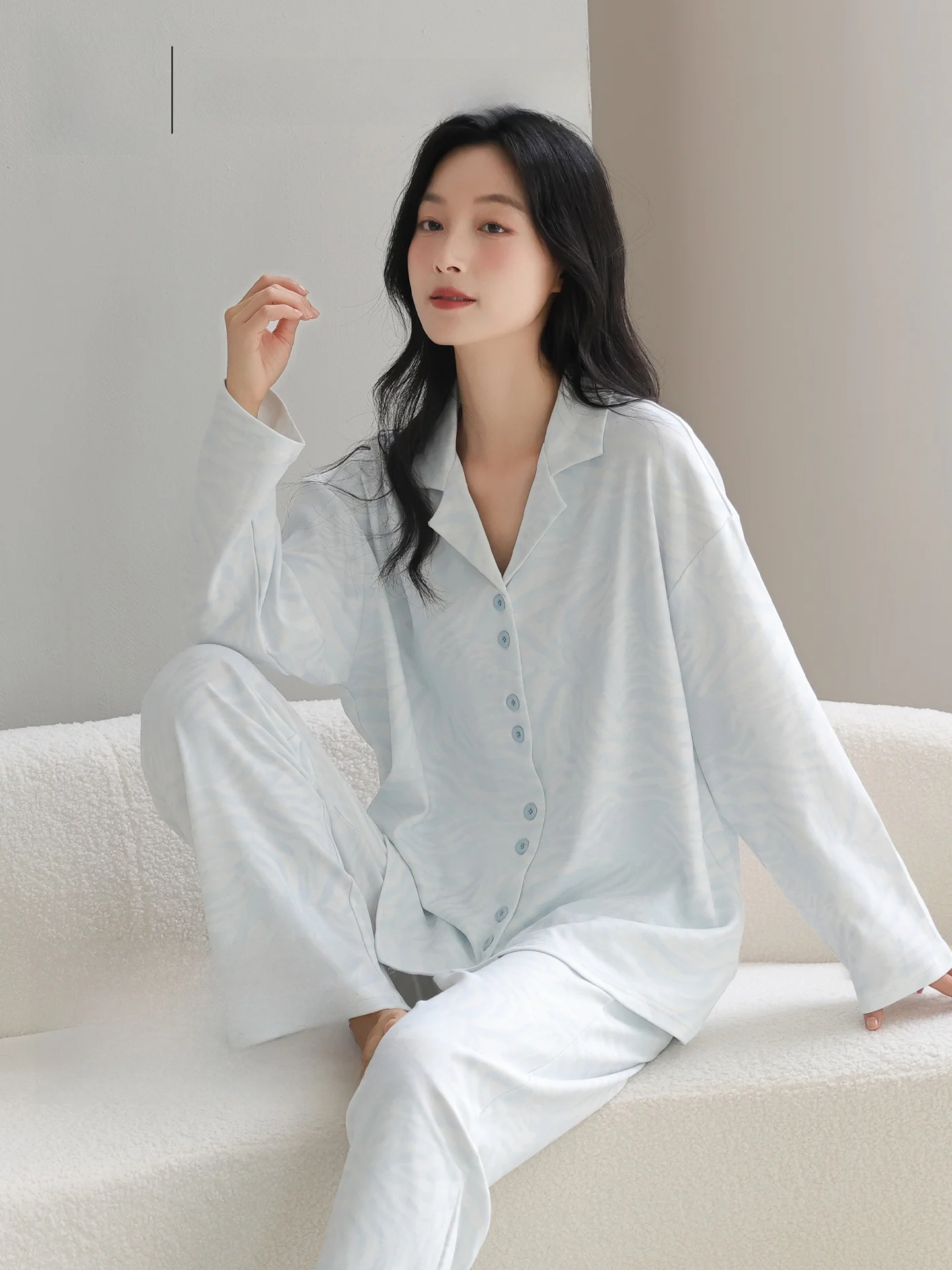 Pure Cotton Sleepwear Women's Long Sleeve Long Pants Home Clothes Beautiful   Person Comfortable Breathable Soft