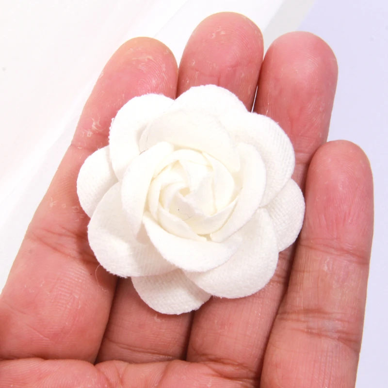 10 szt. 4cm 1.6 "sztuczny tkanina różowa kamelii kwiaty dekoracyjne ślubna dekoracja do rękodzieła z wieńcem do scrapbooking — zdjęcie 4